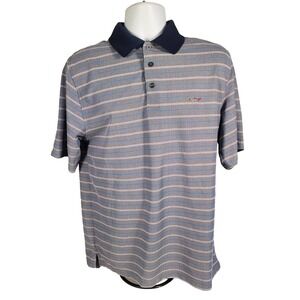 Greg Norman Tasso Elba Blue Striped Golf Polo Shirt Medium  PLAY DRY M